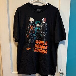 Black Graphic Tee - World Heroes' Mission NWOT
